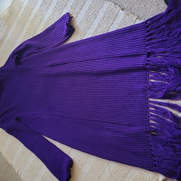 Hanifa Vibrant Purple Fringe Cardigan. Size S/M - Picture 9 of 9